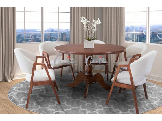 Conjunto Mesa de Jantar 3D Moveis Mavi França com 06 Cadeiras 1.30 x 1.30 Redonda